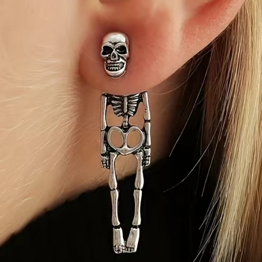 Skeleton Earrings Goldtone NIP - Picture 2 of 4